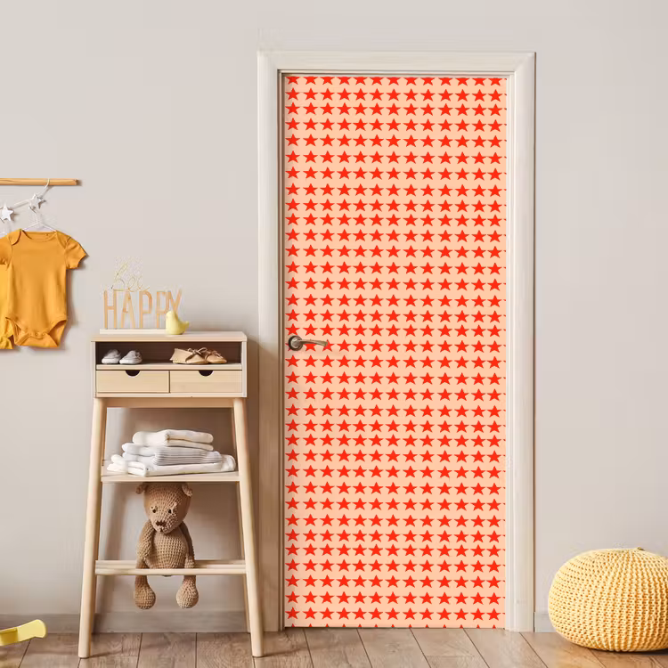 Patroon - Sterren - Rood deurposter klein 289 -sfeer4