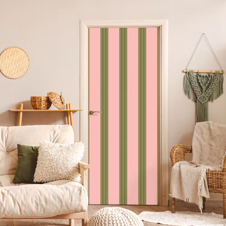 Patroon - Strepen - Abstract - Roze - Groen deurposter klein -sfeer2