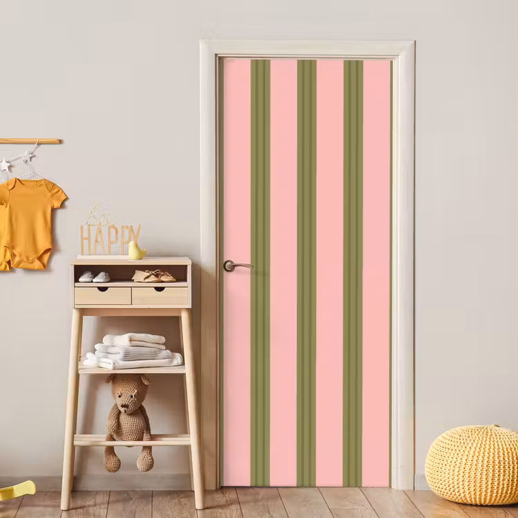 Patroon - Strepen - Abstract - Roze - Groen deurposter klein -sfeer4