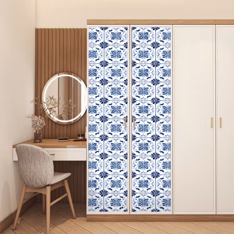 Patroon - Tegel - Blauw deurposter klein 289 -sfeer3
