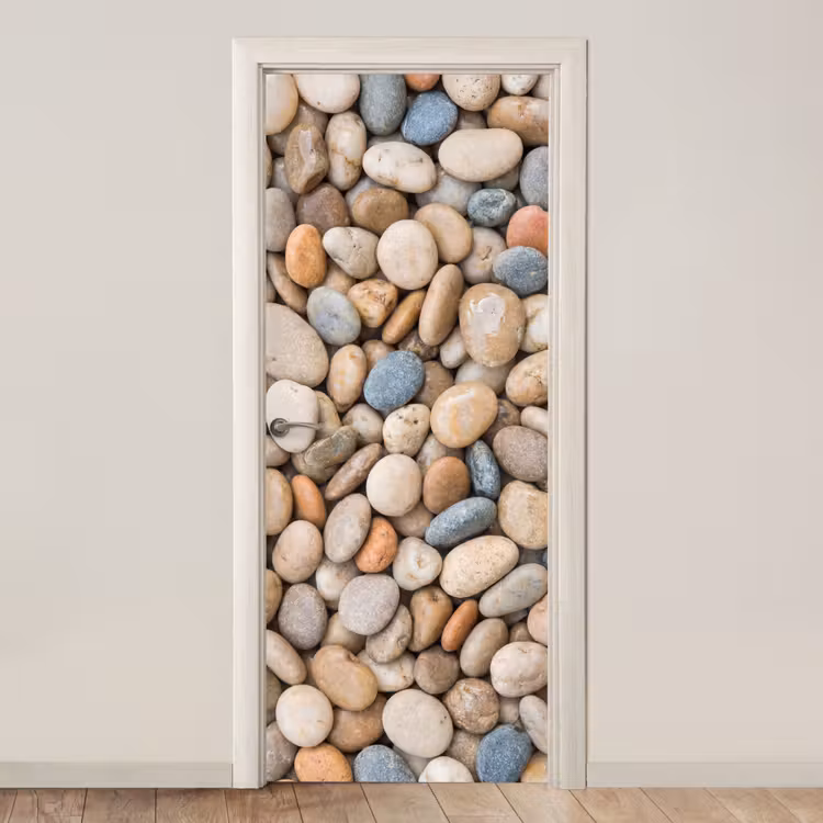 Kiezelstenen - Natuur - Textuur - Beige - Grijs deurposter klein -3d_beige