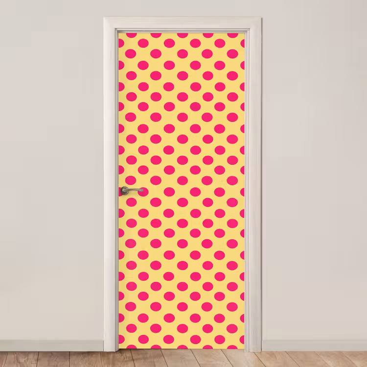 Roze - Stippen - Geel deurposter klein 289 -3d_beige