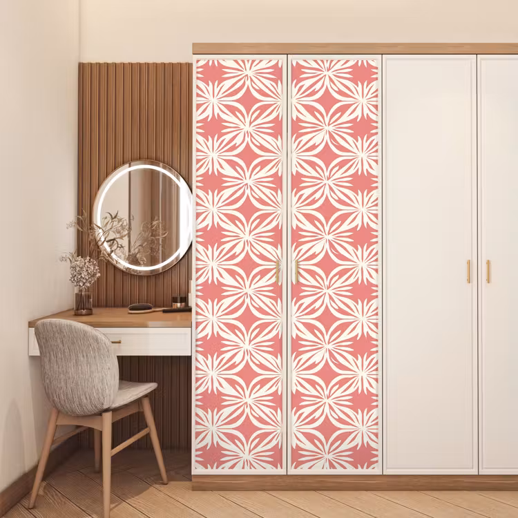 Roze - Bloemenmotief - Wit - Modern deurposter klein 289 -sfeer3