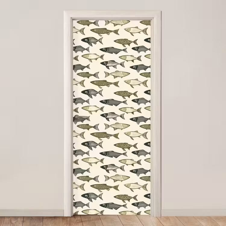 Vissen - Klassiek - Groen deurposter klein 289 -3d_beige