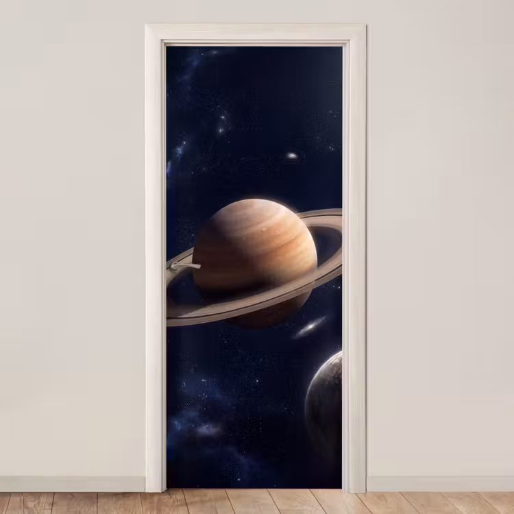 Planeten - Saturnus - Ruimte deurposter klein -3d_beige