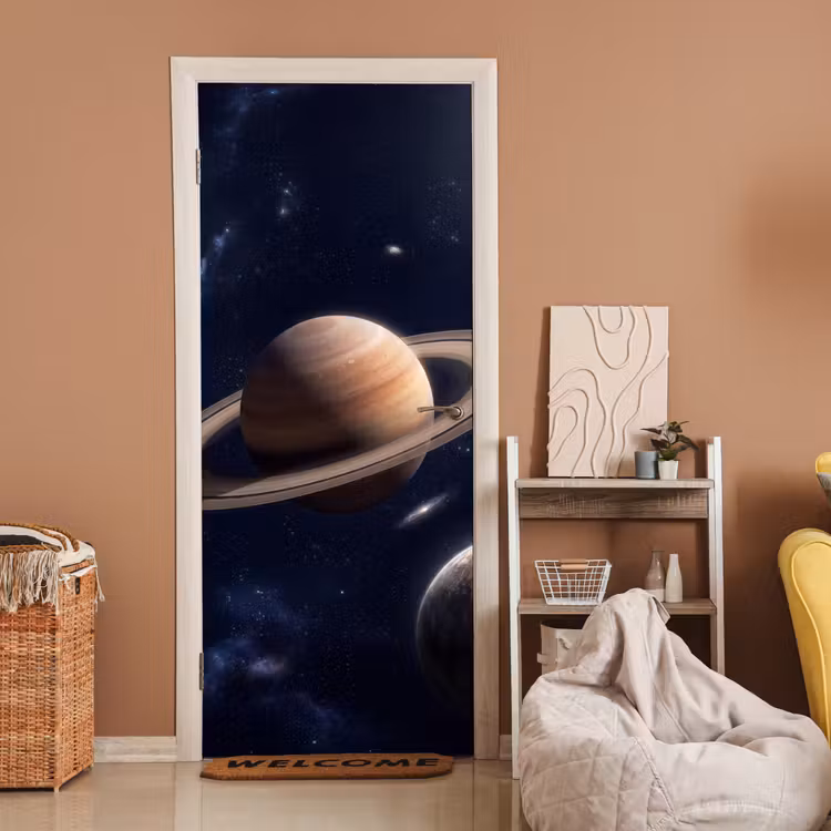 Planeten - Saturnus - Ruimte deurposter klein -sfeer1