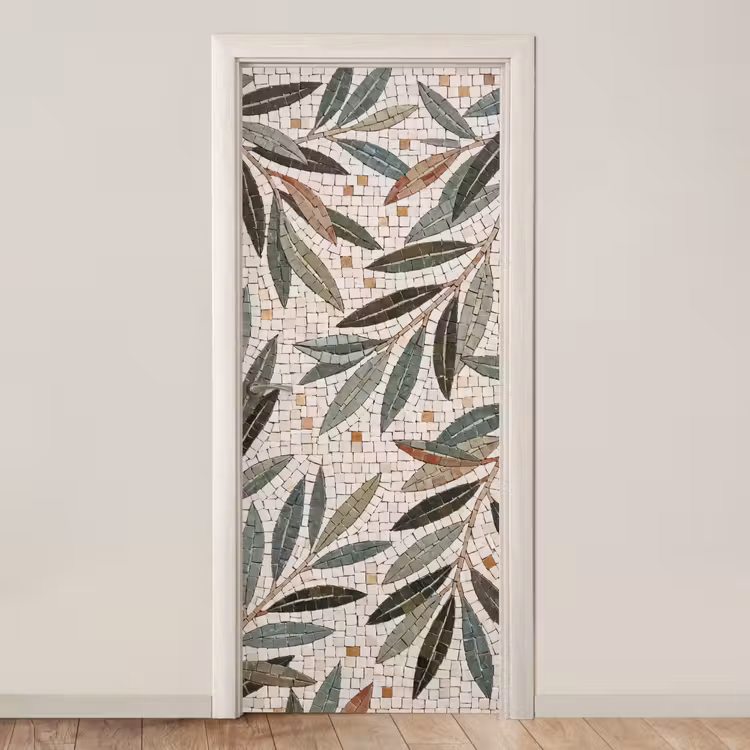 Plant - Blad - Mozaïek - Groen deurposter klein -3d_beige
