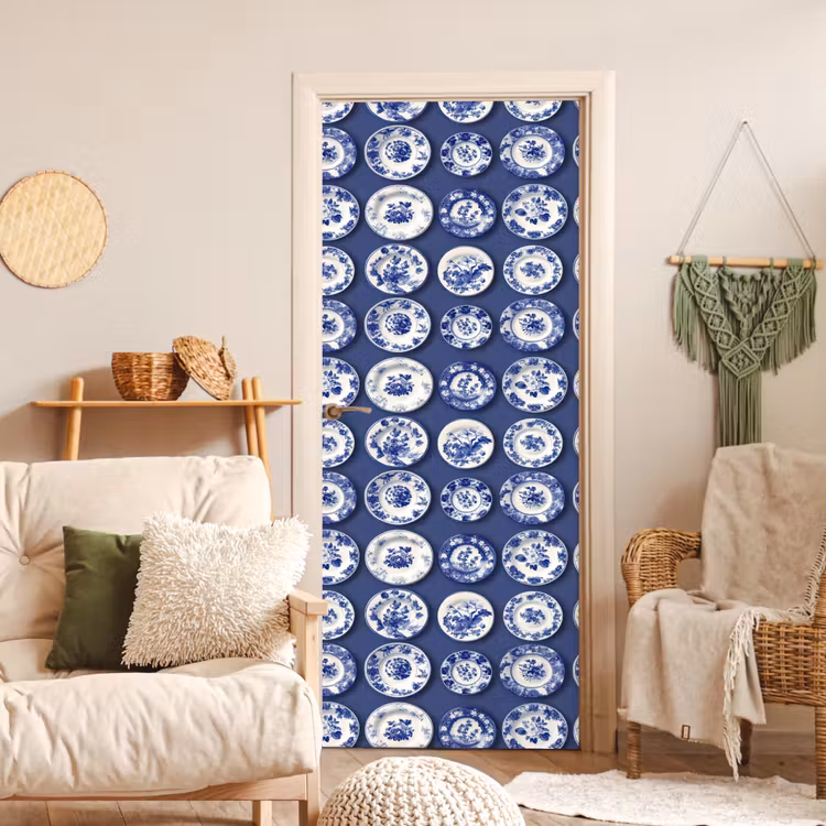 Borden - Floraal - Blauw deurposter klein 289 -sfeer2