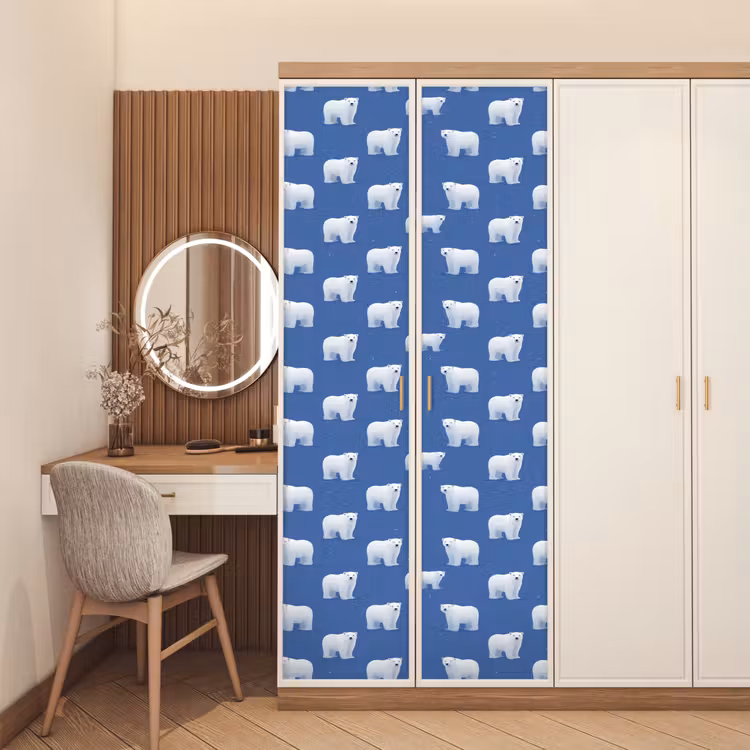IJsbeer - Patroon - Blauw deurposter klein 289 -sfeer3