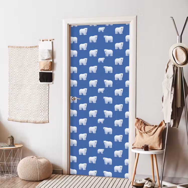 IJsbeer - Patroon - Blauw deurposter klein 289 -sfeer6