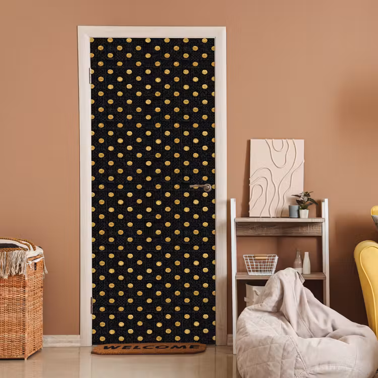 Polka Dot - Stippen - Goud - Zwart deurposter klein 289 -sfeer1