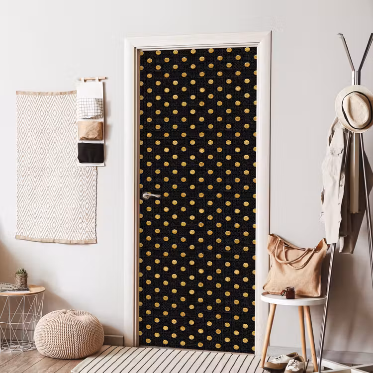 Polka Dot - Stippen - Goud - Zwart deurposter klein 289 -sfeer6