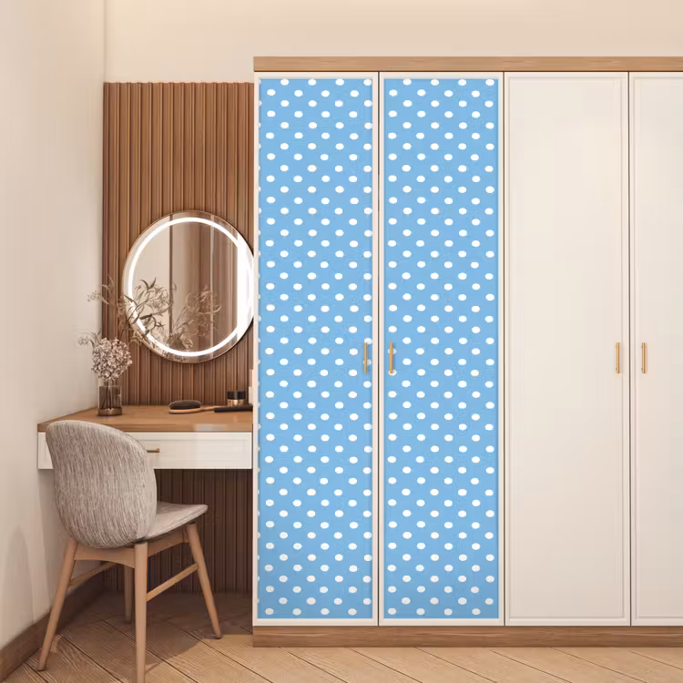Polka - Dots - Blauw deurposter klein 289 -sfeer3