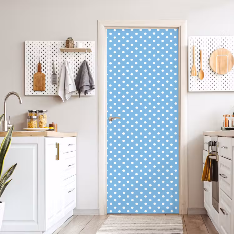 Polka - Dots - Blauw deurposter klein 289 -sfeer5