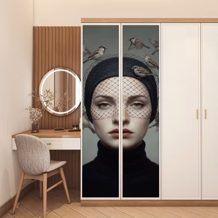 Portret - Vogels - Zwart deurposter klein -sfeer3