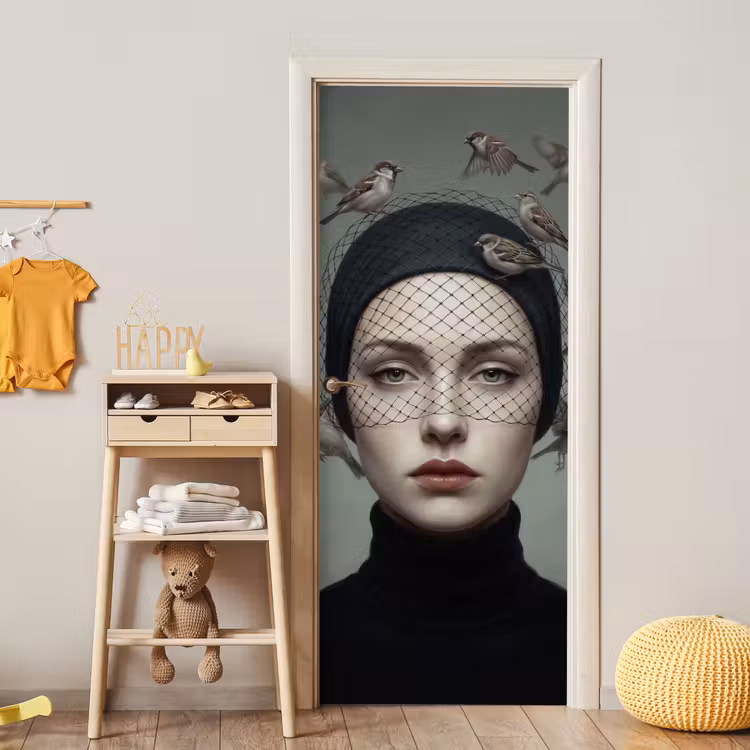 Portret - Vogels - Zwart deurposter klein -sfeer4