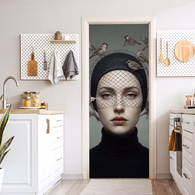 Portret - Vogels - Zwart deurposter klein -sfeer5