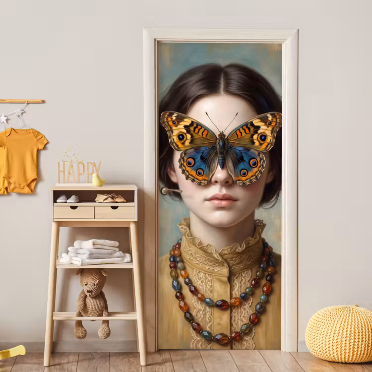 Portret - Vlinder - Kleurrijk deurposter klein -sfeer4