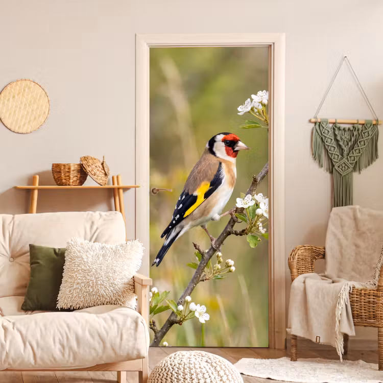 Putter - Bloesem - Lente - Natuur - Kleurrijk deurposter klein -sfeer2