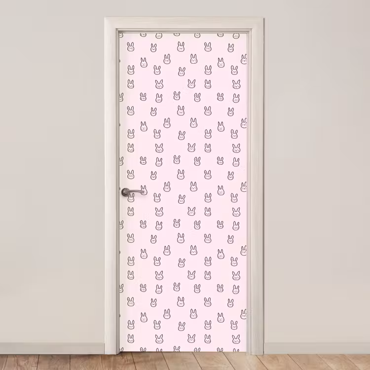 Konijnen - Minimalistisch - Roze deurposter klein 289 -3d_beige