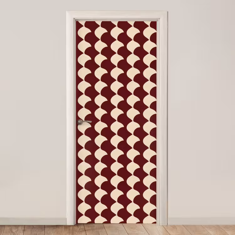 Rood - Tegelpatroon - Crème deurposter klein 289 -3d_beige
