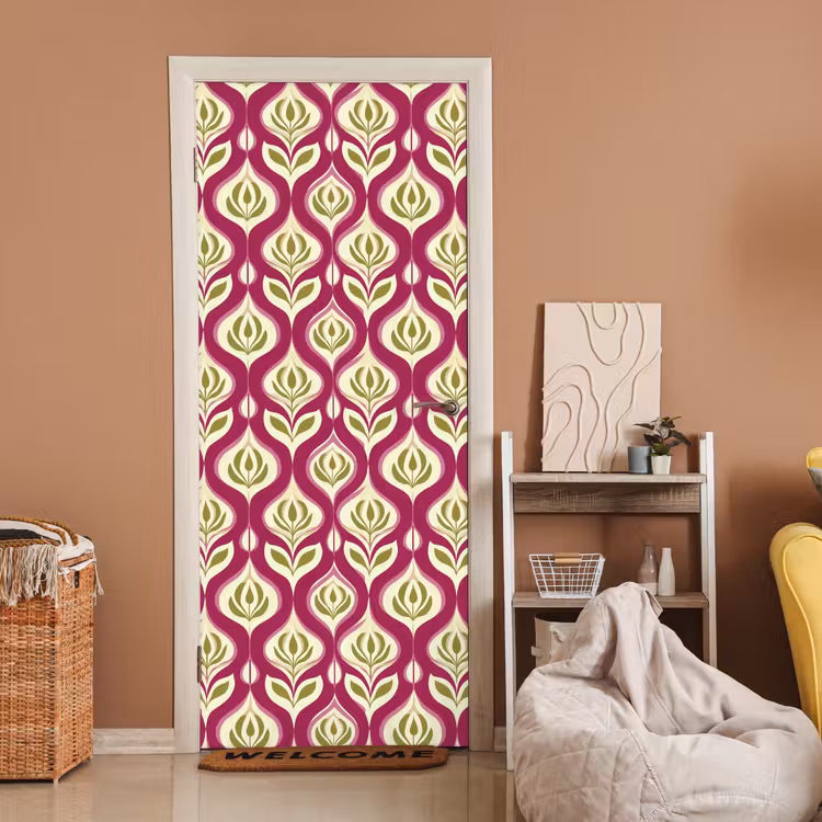 Retro - Floraal - Paars deurposter klein 289 -sfeer1