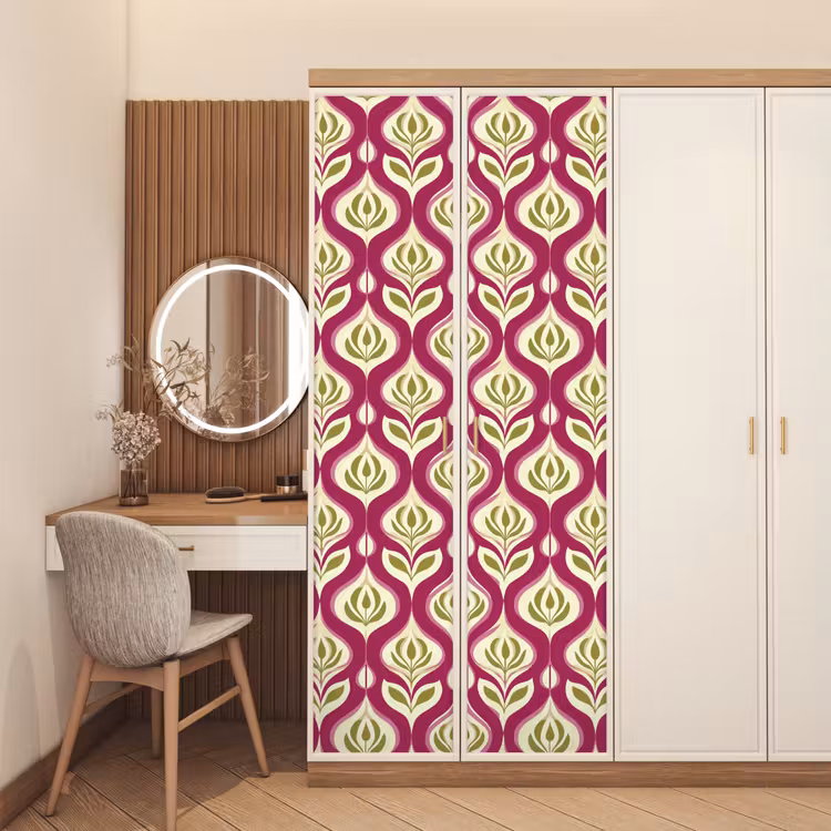 Retro - Floraal - Paars deurposter klein 289 -sfeer3
