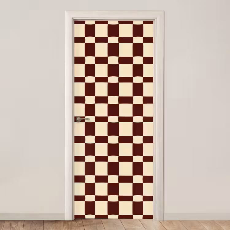 Retro - Patroon - Bruin deurposter klein 289 -3d_beige