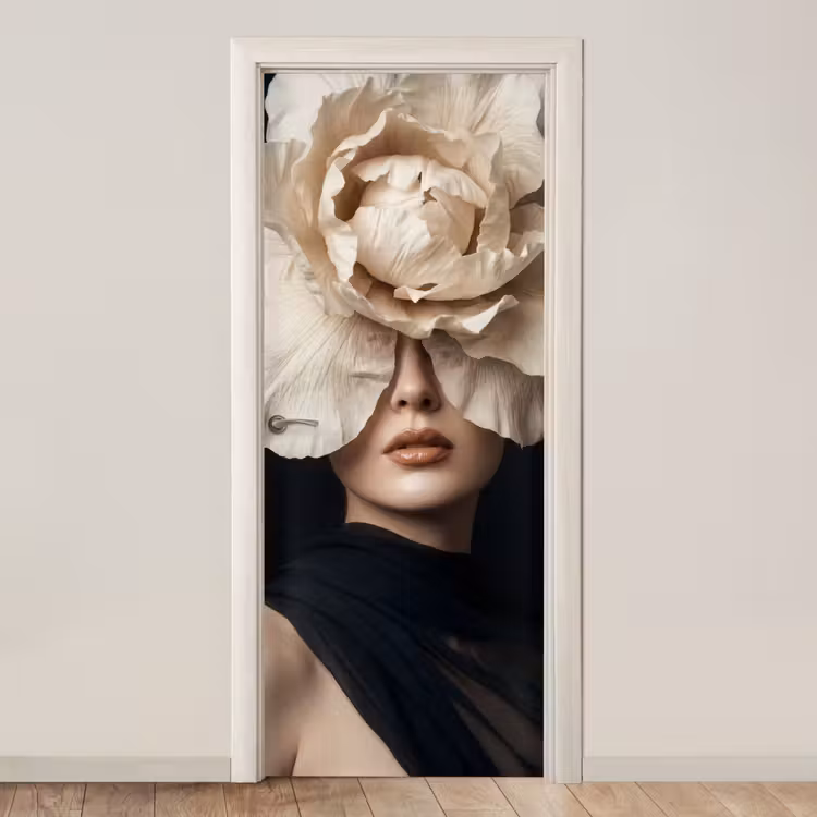 Roos - Tijdloos - Zwart deurposter klein -3d_beige