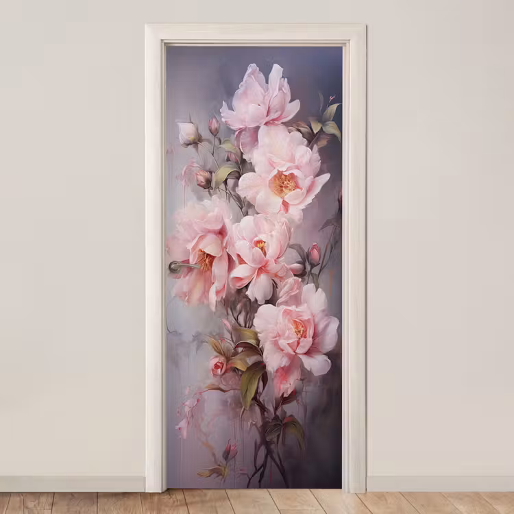 Rozen - Bloemen - Roze - Kunst - Watercolor deurposter klein -3d_beige
