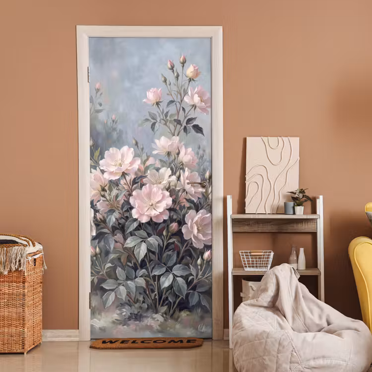Rozen - Illustratie - Roze deurposter klein -sfeer1