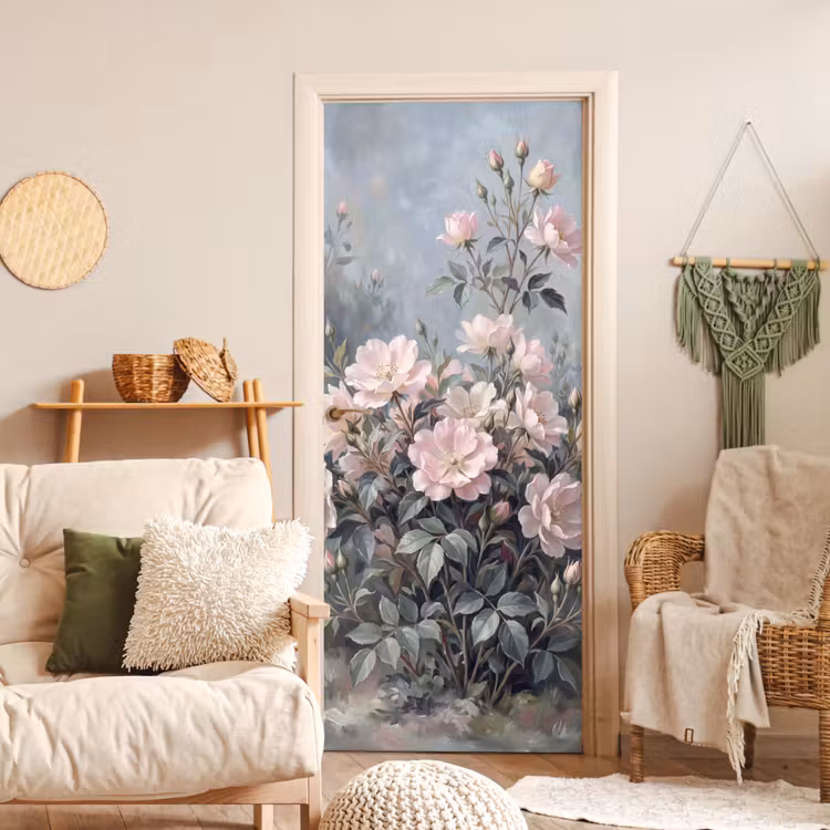 Rozen - Illustratie - Roze deurposter klein -sfeer2