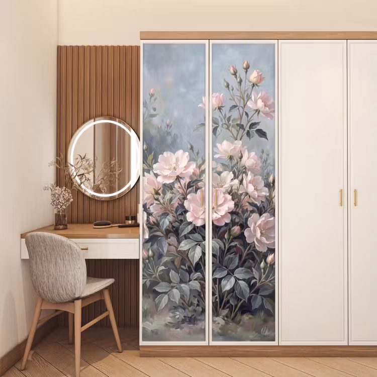 Rozen - Illustratie - Roze deurposter klein -sfeer3