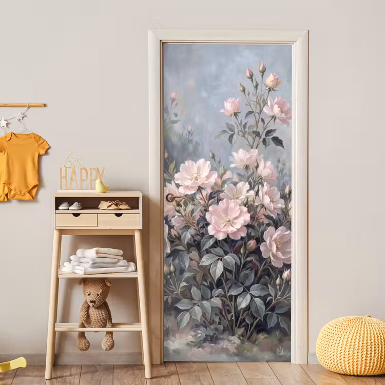 Rozen - Illustratie - Roze deurposter klein -sfeer4