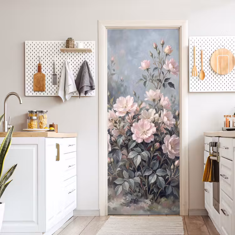 Rozen - Illustratie - Roze deurposter klein -sfeer5