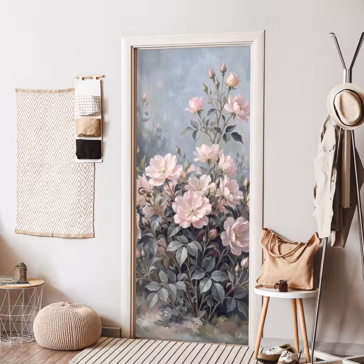 Rozen - Illustratie - Roze deurposter klein -sfeer6