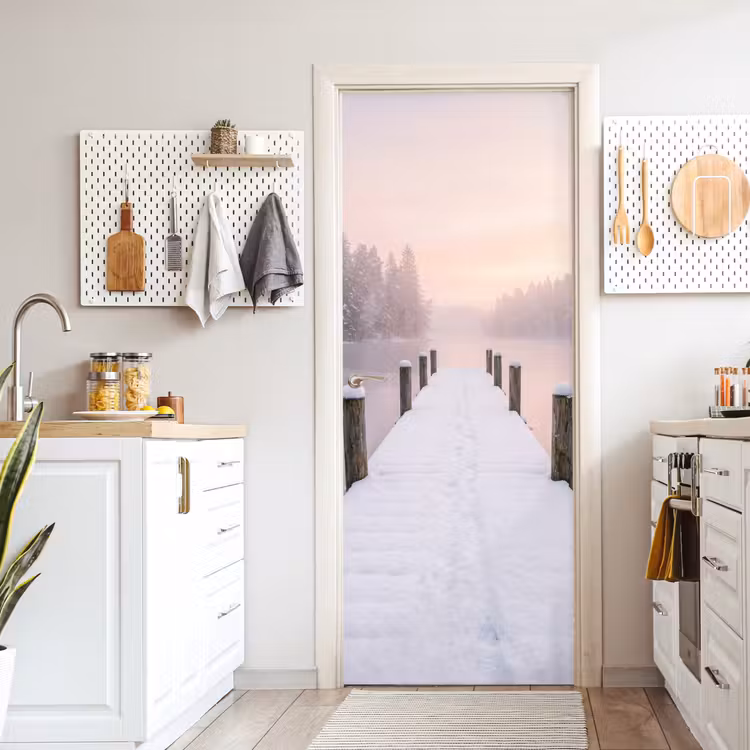 Steiger - Meer - Mist - Winter - Serene deurposter klein -sfeer5