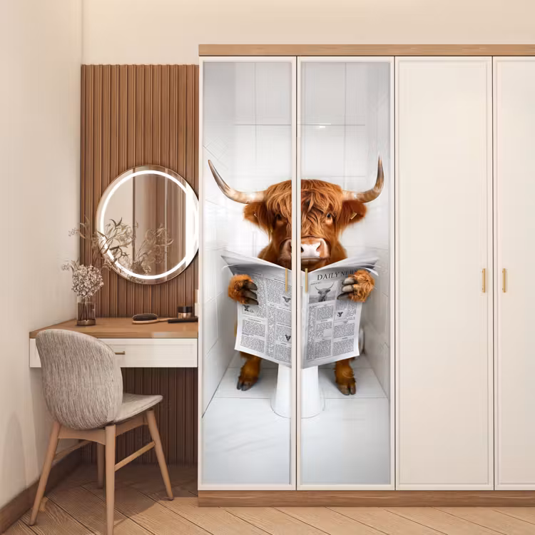 Schotse Hooglander - Krant - WC - Dier deurposter klein -sfeer3