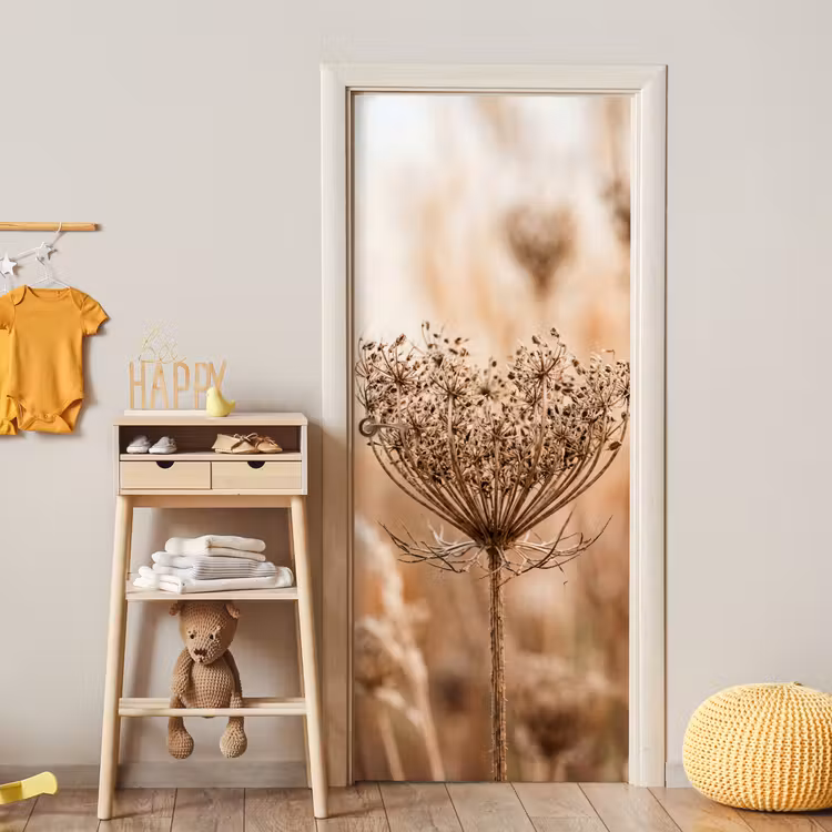 Schermbloem - Droogbloem - Winter - Beige - Minimalistisch deurposter klein -sfeer4
