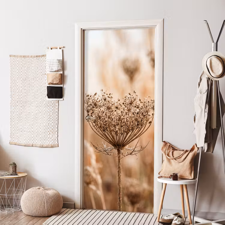 Schermbloem - Droogbloem - Winter - Beige - Minimalistisch deurposter klein -sfeer6