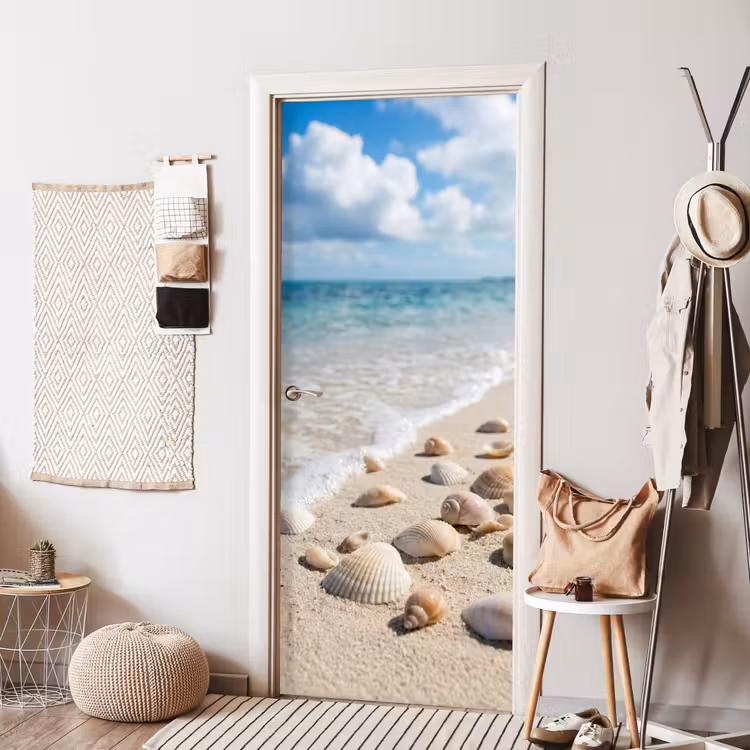 Schelpen - Strand - Natuur - Beige deurposter klein -sfeer6