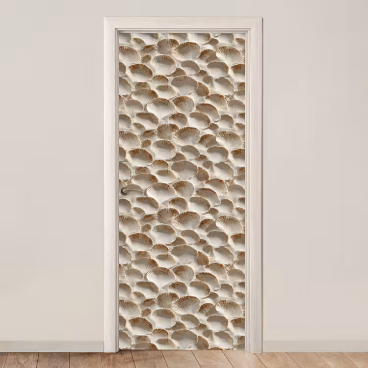 Schelpen - Waaiervorm - Wit deurposter klein 289 -3d_beige