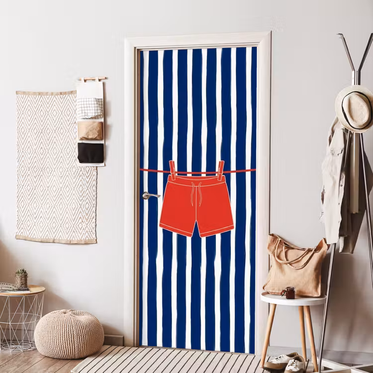 Shorts - Waslijn - Zomer - Illustratie - Rood deurposter klein -sfeer6