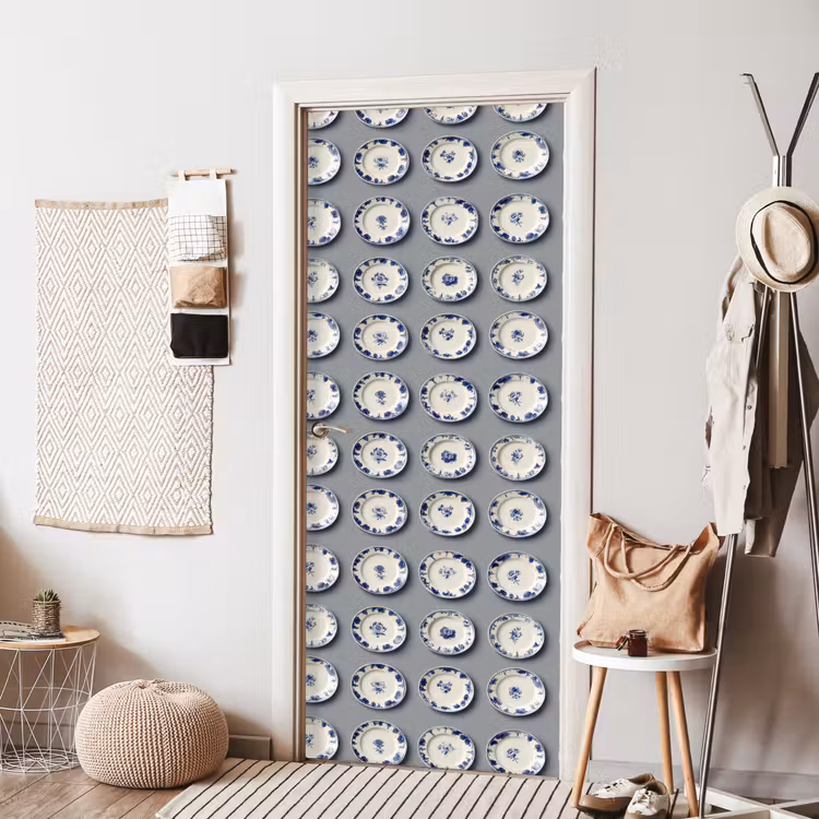Borden - Bloemen - Blauw - Wit deurposter klein 289 -sfeer6