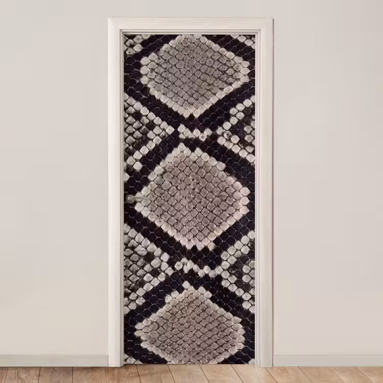 Slangenleer - Patroon - Beige deurposter klein -3d_beige