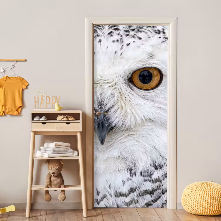 Sneeuwuil - Oog - Wildlife - Wit deurposter klein -sfeer4