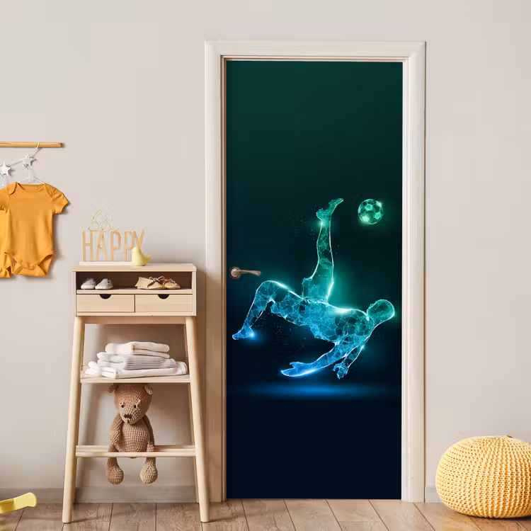 Voetbal - Voetballer - Jongen - Zwart deurposter klein -sfeer4
