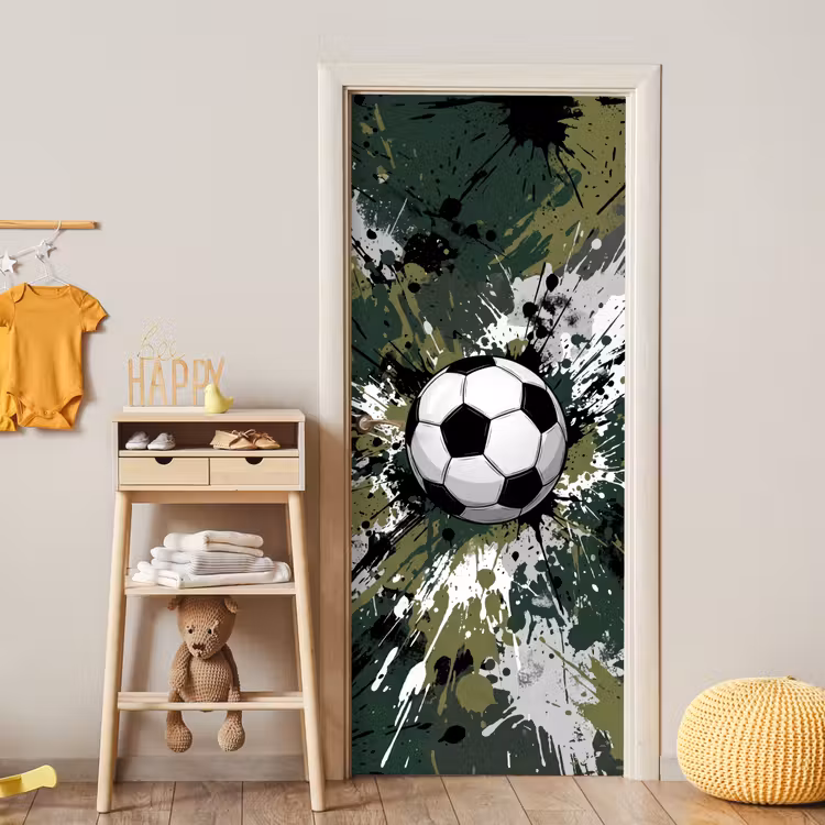 Voetbal - Verf - Spetters - Groen deurposter klein -sfeer4