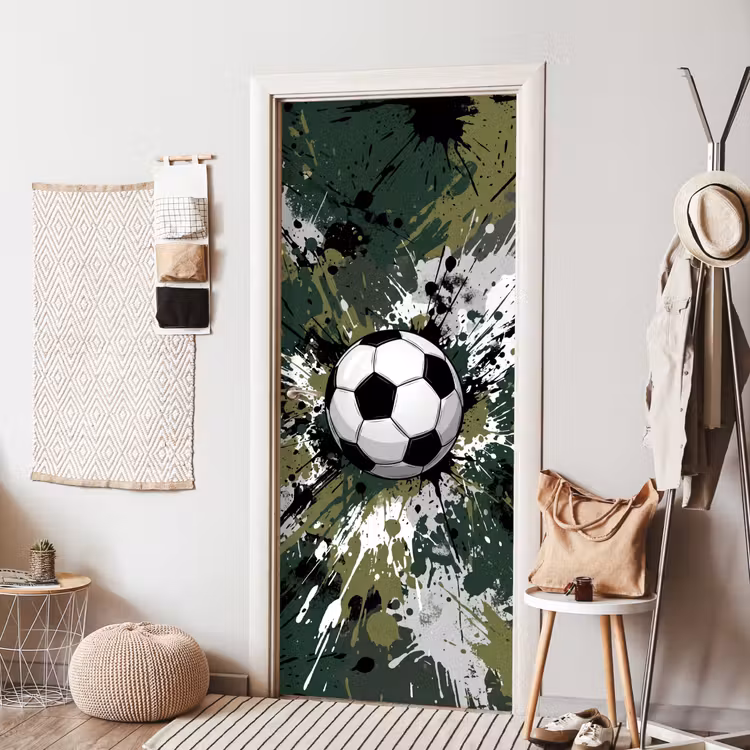 Voetbal - Verf - Spetters - Groen deurposter klein -sfeer6
