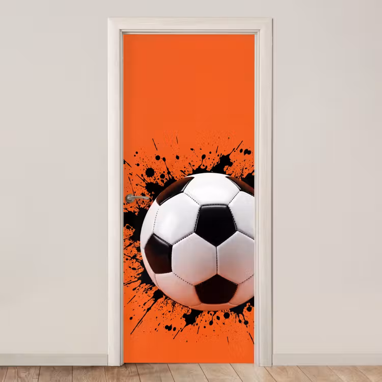 Voetbal - Verf - Sport - Oranje deurposter klein -3d_beige